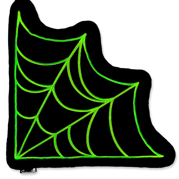 Sourpuss Other - SOURPUSS Green cobweb horror punk cushion NEW pillow goth spider psychobilly